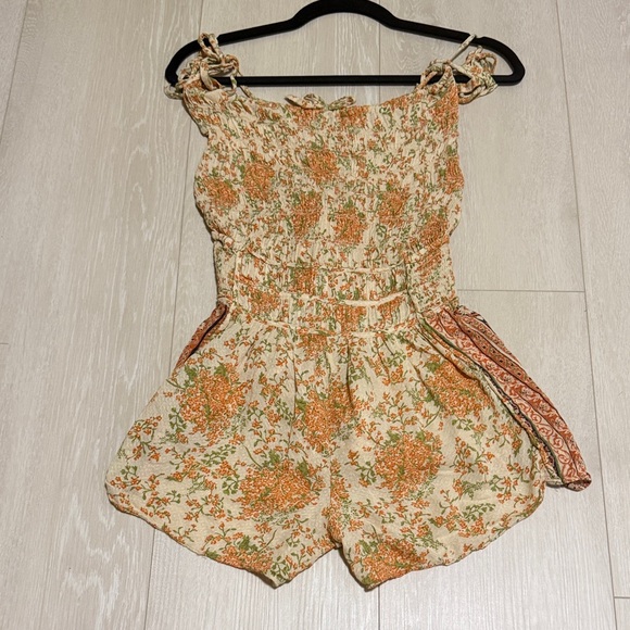 Free People Floral Print Jumpsuit in Cream and Orange - Picture 5 of 12